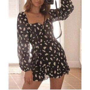 Reformation Cammi Mini Dress Splatter Blue Womens Size 8